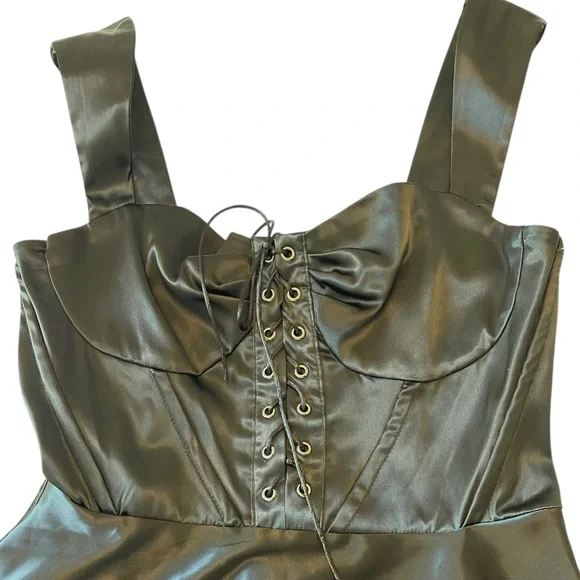 Women’s Unique Vintage Black Corset Skater Dress Lace Up Black Size‎ S Goth - Picture 5 of 5